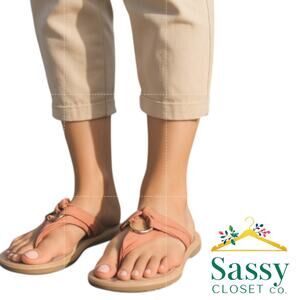 Vionic Tan Orange Comfort Sandals Textured Footbed Podiatrist Designed Sz 9 EUC